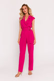 Elegant Asymmetrical Jumpsuit with Belt and Pockets