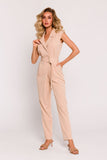 Elegant Asymmetrical Jumpsuit with Belt and Pockets