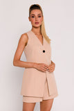 Elegant Polish Fabric Vest with Button Closure and Pockets