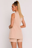 Elegant Polish Fabric Vest with Button Closure and Pockets