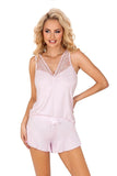 Elegant Lace-Trimmed Pajama Set with Frill Shorts