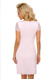 Elegant Pink Chemise with Semi-Transparent Neckline