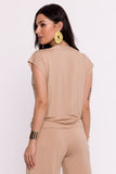 Elegant Envelope Cut Women's Blouse with Draping Detail
