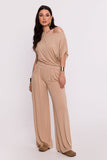 Elegant Viscose Knit Blouse with Pleated Hem Detail