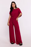 Elegant Viscose Knit Blouse with Pleated Hem Details