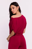 Elegant Viscose Knit Blouse with Pleated Hem Details