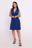 Chic Viscose Knit Mini Dress with V-Neck and Overlap Detail