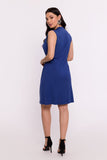 Chic Viscose Knit Mini Dress with V-Neck and Overlap Detail