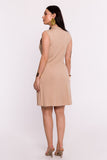 Chic Viscose Knit Mini Dress with V-Neck and Unique Overlap