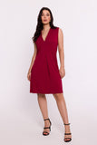 Viscose Knit Mini Dress with V-Neckline and Overlap Detail