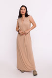 Elegant V-Neck Maxi Dress with Stylish Overlap and Slit