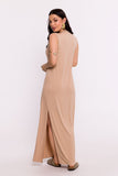 Elegant V-Neck Maxi Dress with Stylish Overlap and Slit