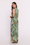 Elegant Maxi Dress with Original Print and V-Neckline