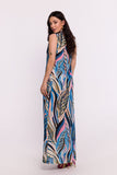 Elegant Maxi Dress with V-Neck and Unique Print