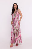 Elegant Maxi Dress with V-Neck and Unique Print