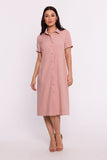 Elegant Short Sleeve Shirt Dress with Pockets