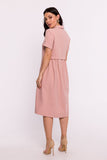 Elegant Short Sleeve Shirt Dress with Pockets