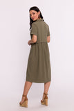 Elegant Short Sleeve Shirt Dress with Pockets