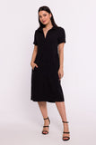 Elegant Short Sleeve Shirt Dress with Pockets