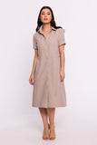 Elegant Short Sleeve Shirt Dress with Pockets and Collar