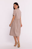 Elegant Short Sleeve Shirt Dress with Pockets and Collar