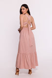 Sophisticated Maxi Dress with Open Back and Ruffle Hem