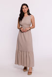 Sophisticated Maxi Dress with Open Back and Ruffle Hem