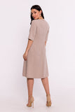 Elegant Trapezoid Fabric Dress with Pockets and Zipper