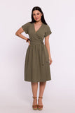 Elegant Envelope Dress with Cuffed Short Sleeves