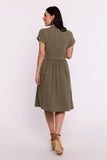 Elegant Envelope Dress with Cuffed Short Sleeves