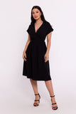 Elegant Polish Fabric Dress with Flared Skirt and Belt