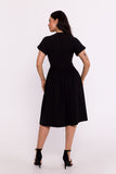 Elegant Polish Fabric Dress with Flared Skirt and Belt
