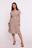 Elegant Polish Envelope Dress with Flared Bottom and Belt