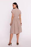 Elegant Polish Envelope Dress with Flared Bottom and Belt