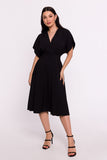 Elegant Envelope Neckline Dress with Batwing Sleeves