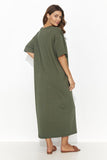 Charming Short Sleeve Long Dress with Elegant Slit