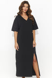Charming Loose Long Dress with Slit and Heart Neckline