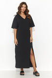 Charming Loose Long Dress with Slit and Heart Neckline