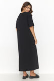 Charming Loose Long Dress with Slit and Heart Neckline