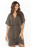 Elegant Short Kimono Dress with Drawstring Waist and Glitter Detail