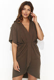 Elegant Short Kimono Dress with Drawstring Waistline
