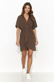 Elegant Short Kimono Dress with Drawstring Waistline