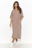 Elegant Short Sleeve Heart Neckline Casual Dress