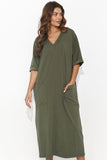 Elegant Short Sleeve Casual Dress with Heart Neckline