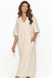 Short Sleeve Heart Neckline Casual Dress with Pockets