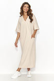 Short Sleeve Heart Neckline Casual Dress with Pockets