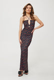 Elegant Printed Tuba-Style Maxi Dress with Neck Tie