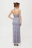 Elegant Tuba-Style Maxi Dress with Tie Neckline