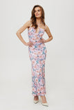 Elegant Printed Tuba-Style Maxi Dress with Neck Tie