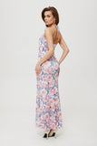 Elegant Printed Tuba-Style Maxi Dress with Neck Tie